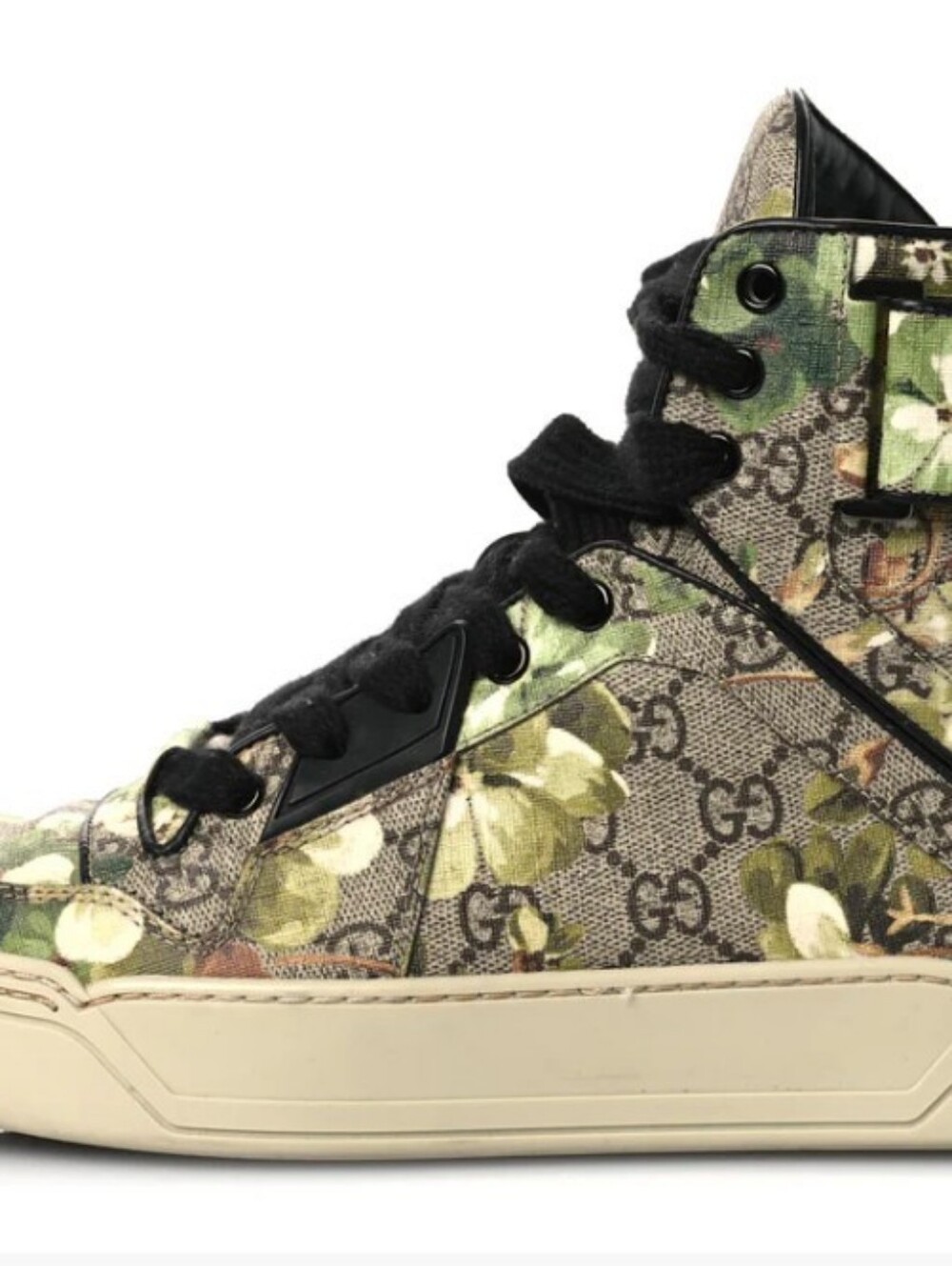Gucci Floral Canvas High-Top Sneakers in Green - Picture 3 of 5